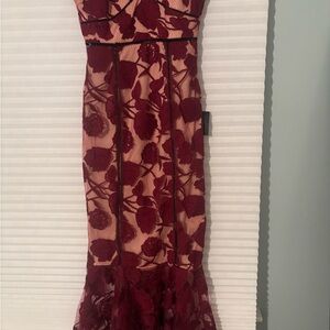 Lulu's Burgundy Floral Midi Dress